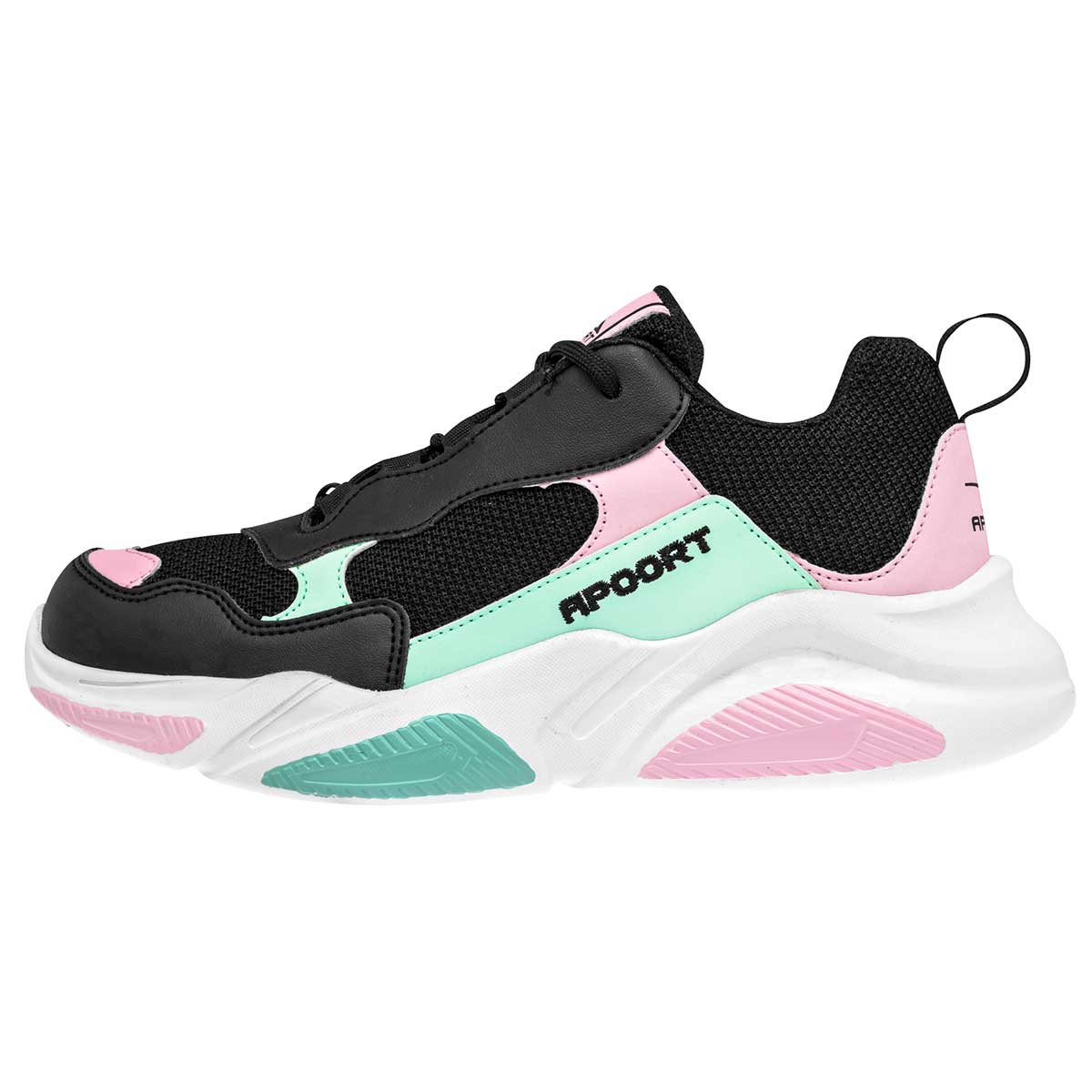 TENIS URBANO MUJER APOORT D39 NEGRO ROSA VERDE