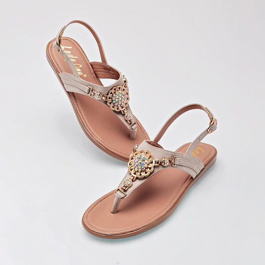 Sandalia Pata De Gallo Lady One Ny2513 Mujer Color Beige