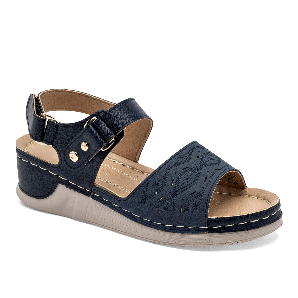 Sandalia Mora Confort 1363051 Para Mujer Color Marino