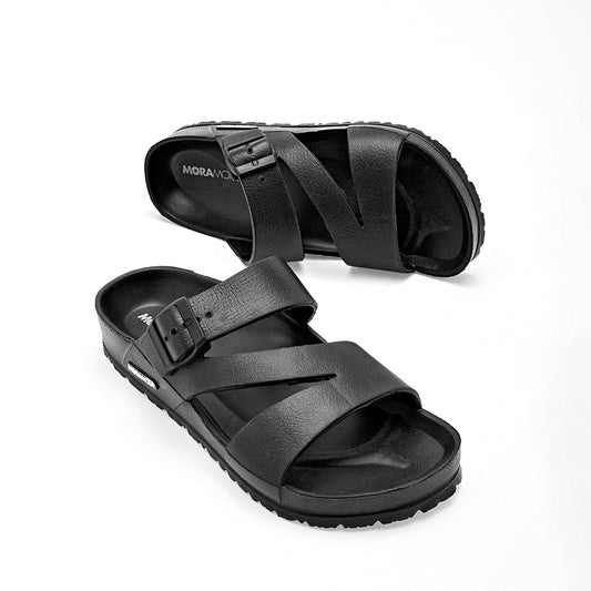 Sandalia Playera Moramora 182wm501 Para Mujer Color Negro