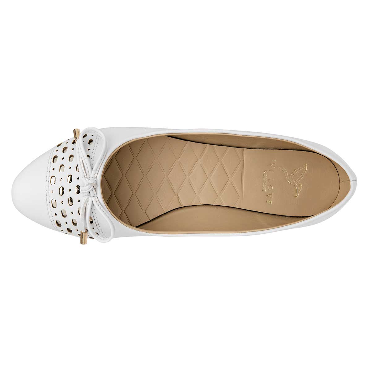 Flats Con Moño Ivi Love 2229 Para Mujer Color Blanco