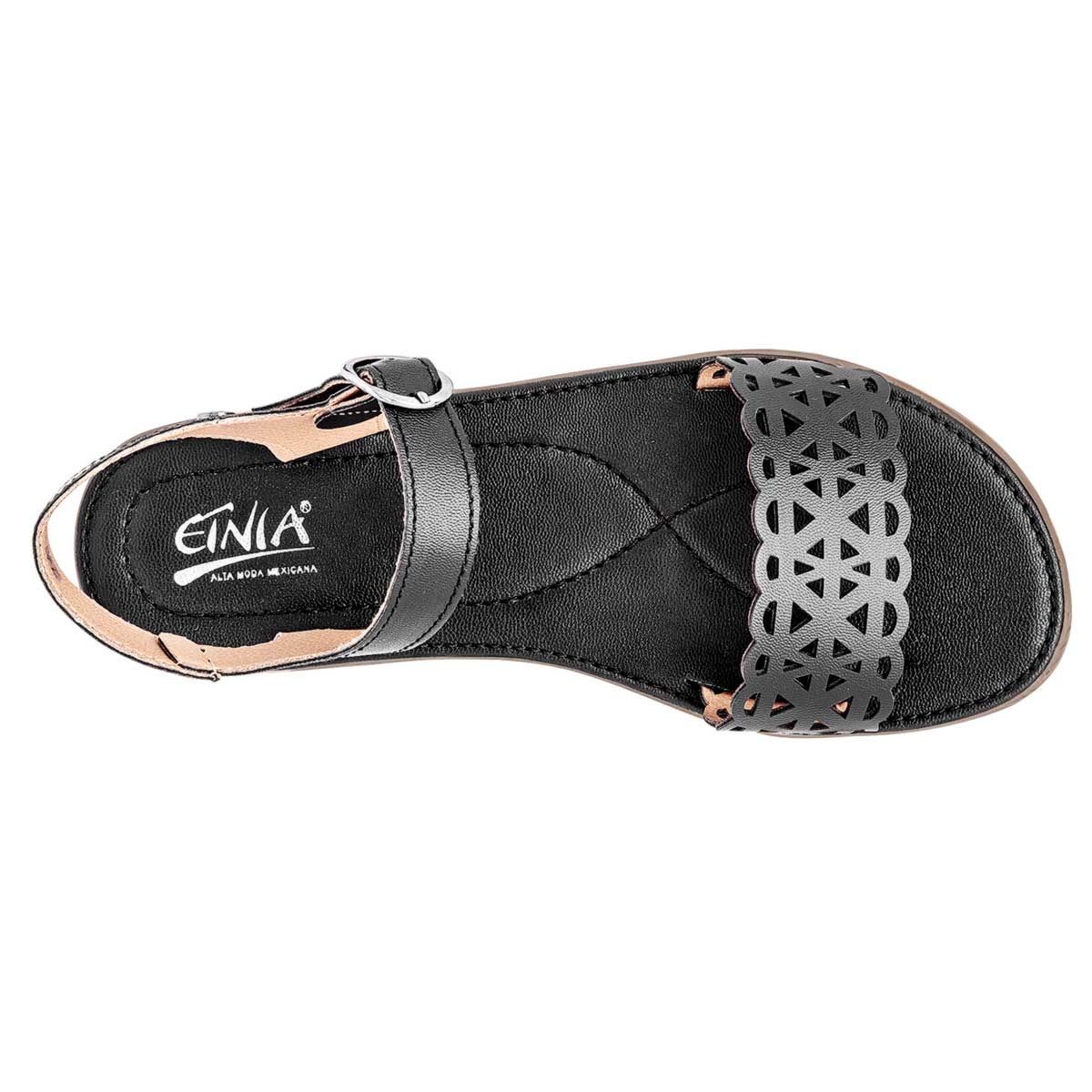 Sandalia Con Hebilla Etnia 2106 Para Mujer Color Negro
