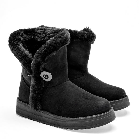 Bota Casual Rojo Cereza Mujer 7018 Negro Tubo 17 Cm