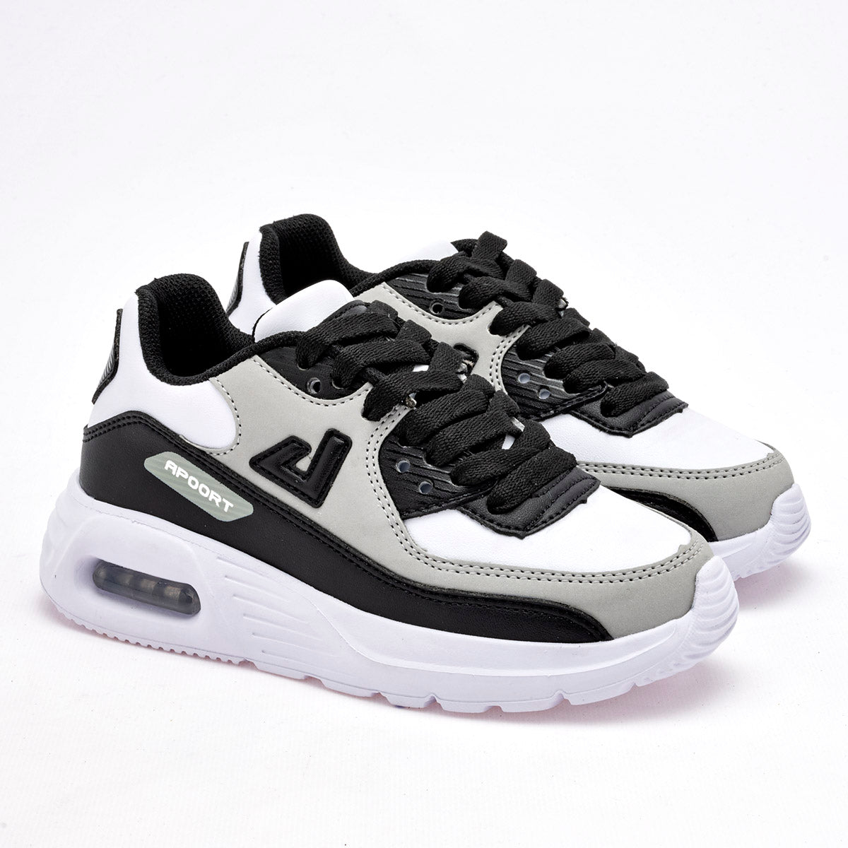 TENIS NIÑO DEPORTIVO APOORT A5013 BLANCO NEGRO GRIS