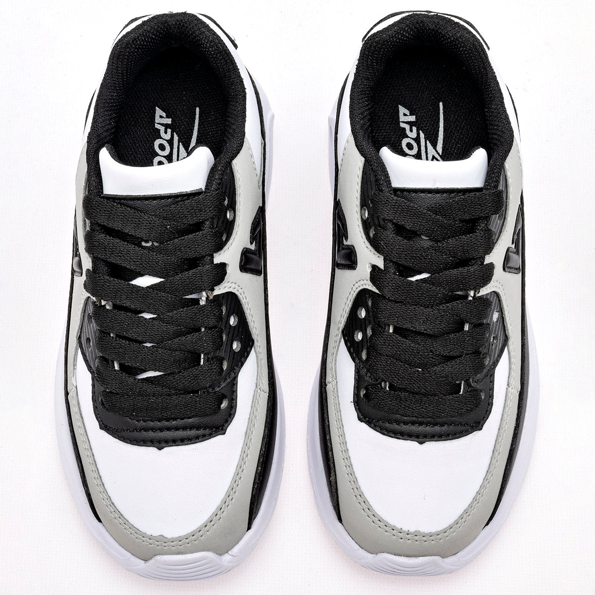 TENIS NIÑO DEPORTIVO APOORT A5013 BLANCO NEGRO GRIS