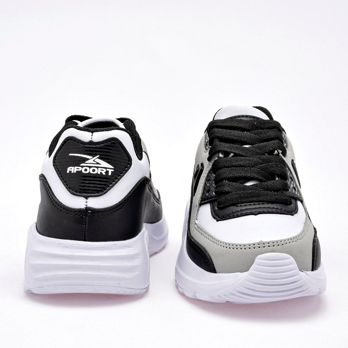 TENIS NIÑO DEPORTIVO APOORT A5013 BLANCO NEGRO GRIS
