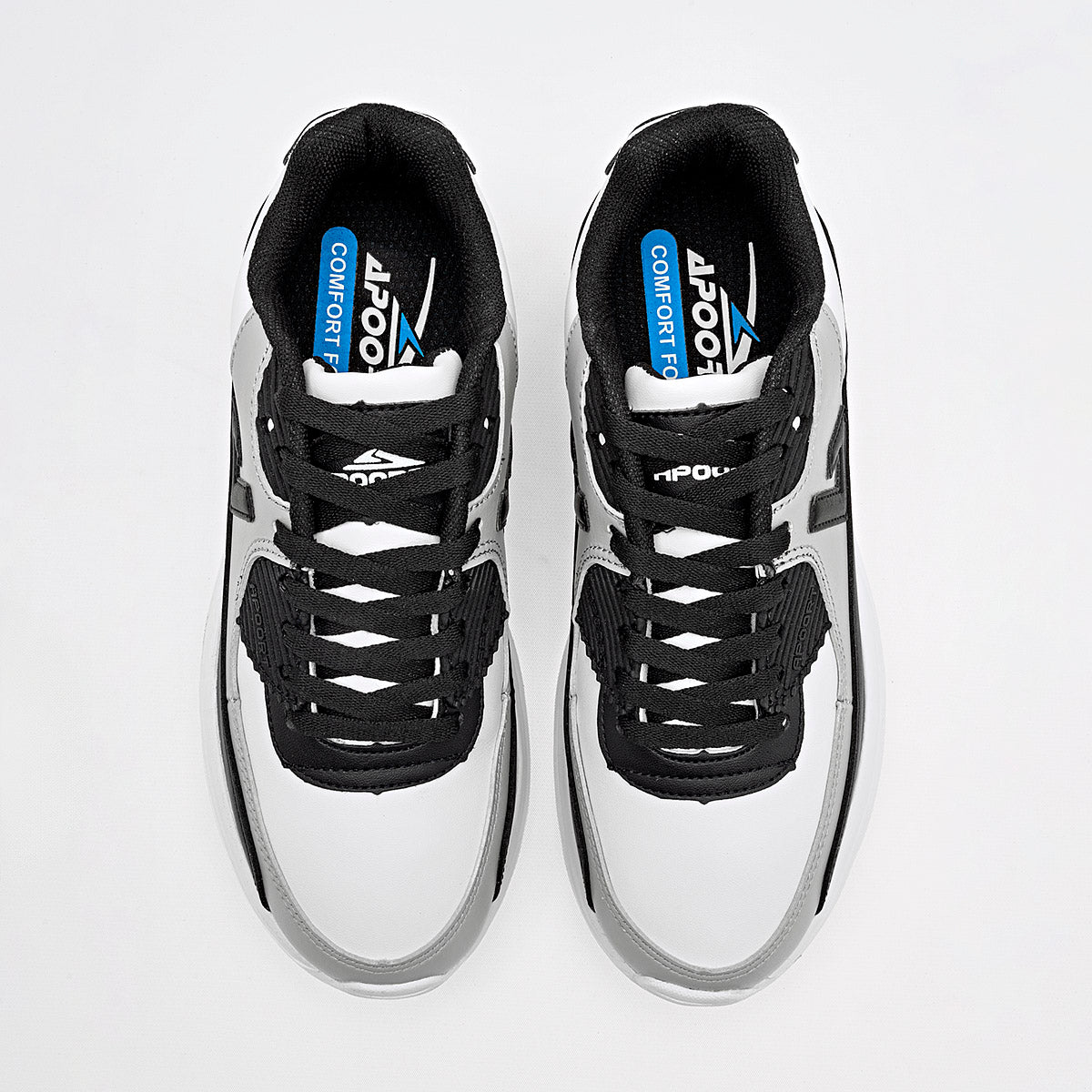 TENIS DEPORTIVO JUVENIL APOORT A5013 BLANCO NEGRO GRIS
