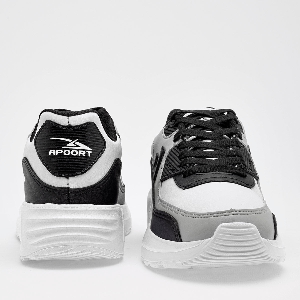 TENIS DEPORTIVO JUVENIL APOORT A5013 BLANCO NEGRO GRIS