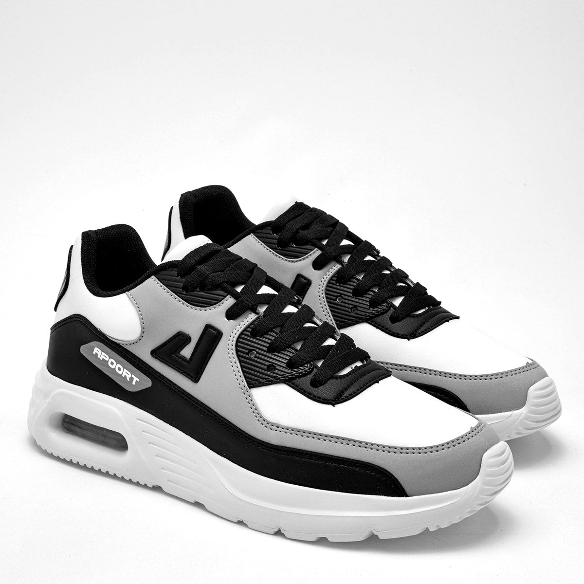 TENIS DEPORTIVO HOMBRE APOORT A5013 BLANCO NEGRO GRIS