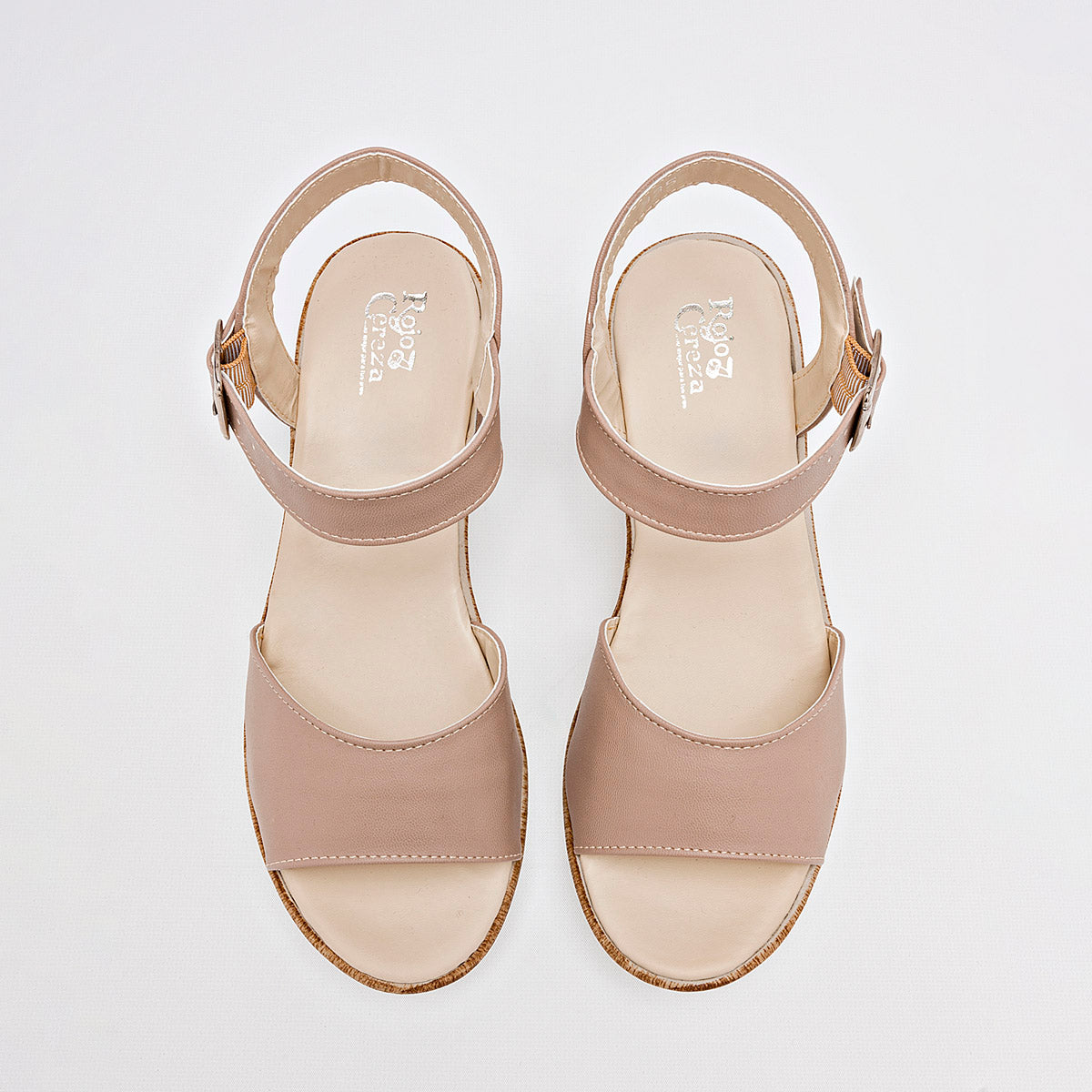 Sandalia Rojo Cereza 335 Para Mujer Color Beige