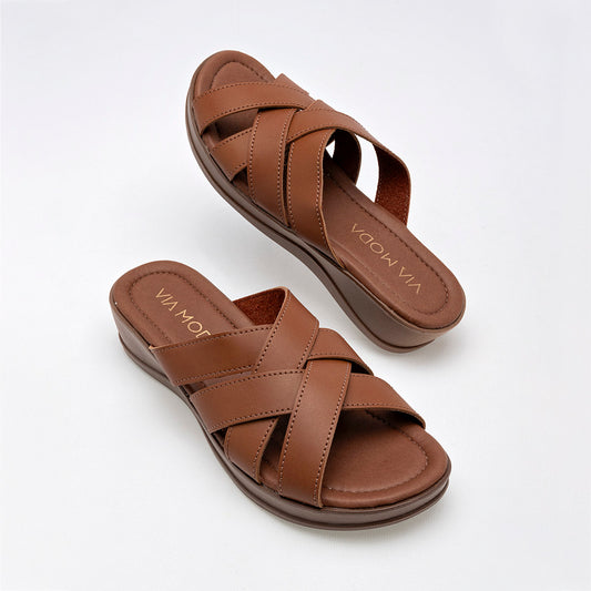 Sandalia Via Moda Altea Para Mujer Color Camel