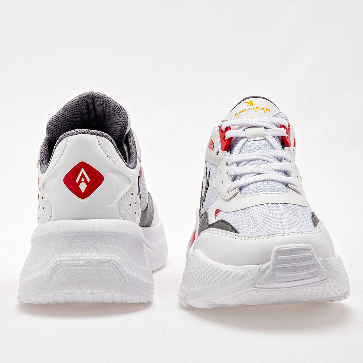 TENIS URBANO JUVENIL AMERICAN FIRE A79 BLANCO GRIS ROJO