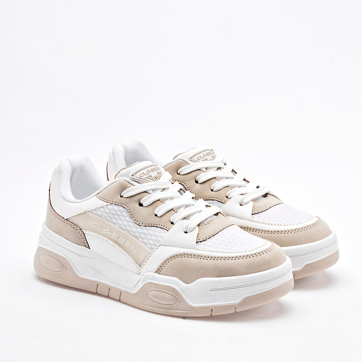 TENIS URBANO MUJER CLASBEN GRECIA BLANCO BEIGE