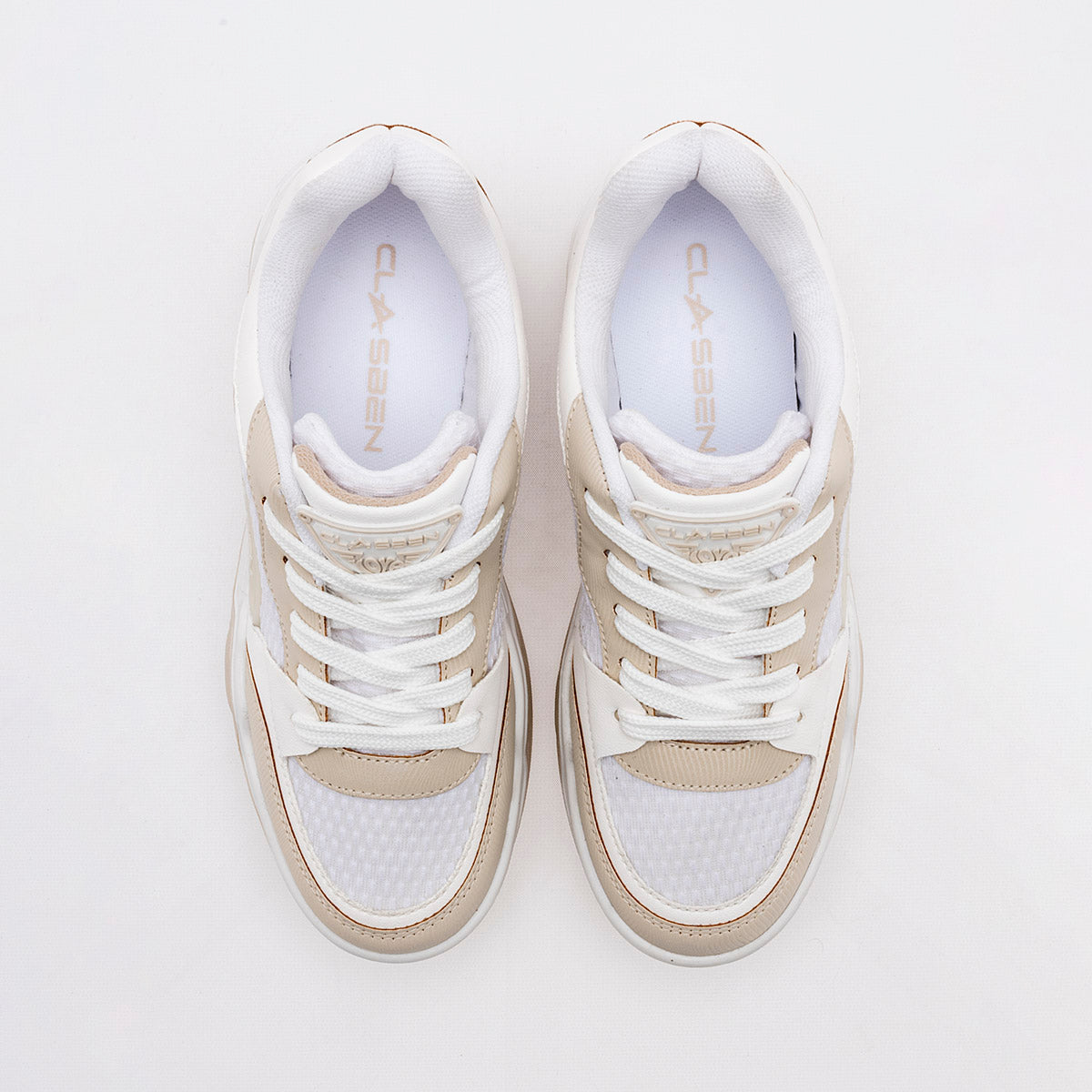 TENIS URBANO MUJER CLASBEN GRECIA BLANCO BEIGE