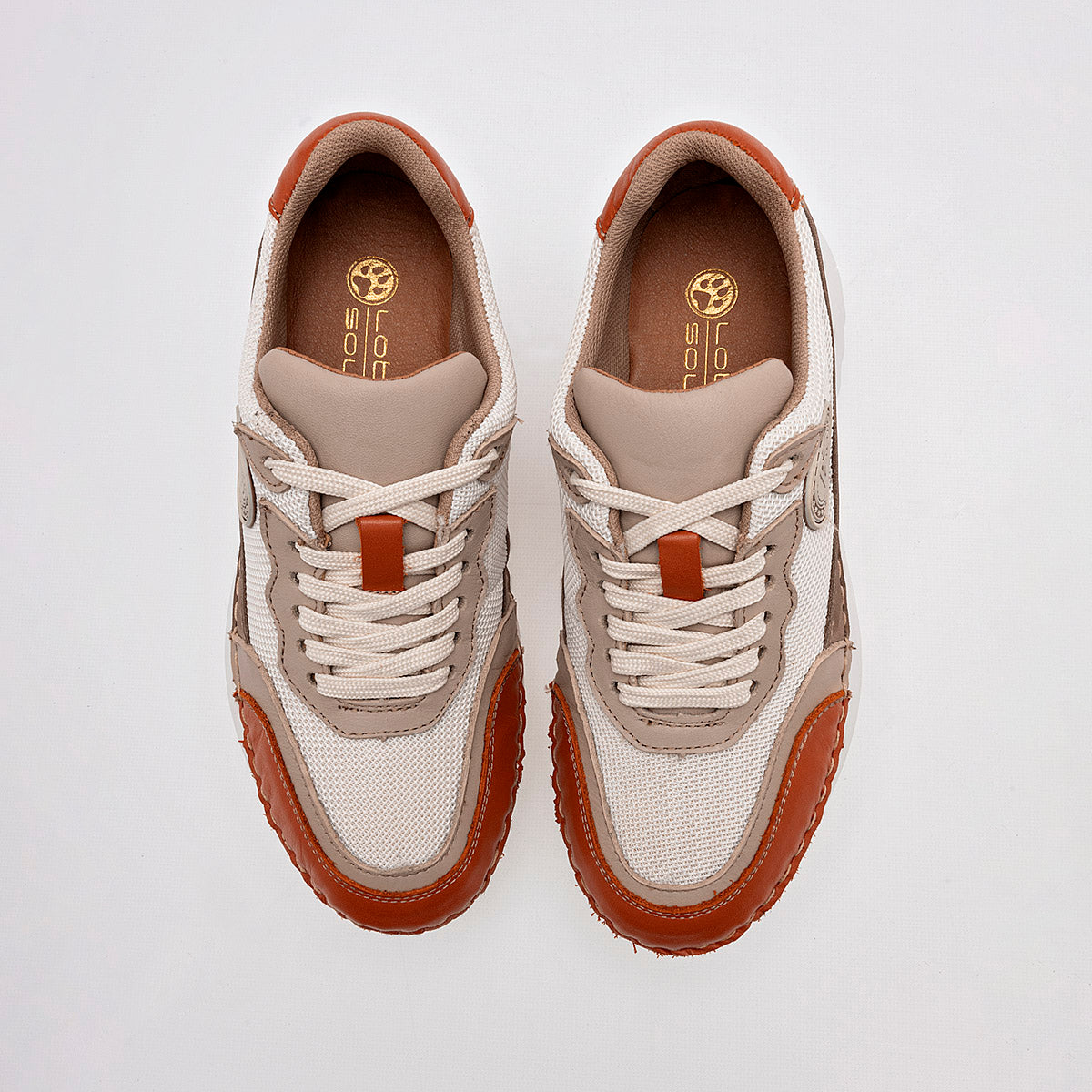 TENIS URBANO MUJER LOBO SOLO 4804B BEIGE NARANJA