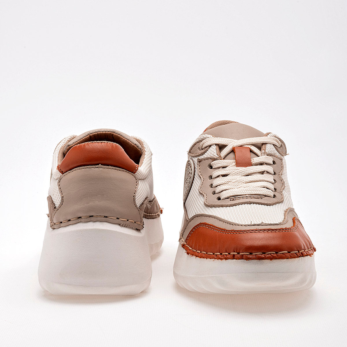 TENIS URBANO MUJER LOBO SOLO 4804B BEIGE NARANJA