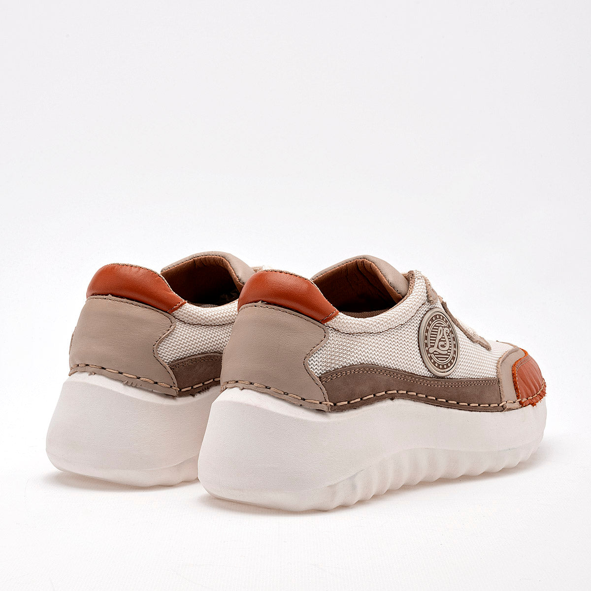 TENIS URBANO MUJER LOBO SOLO 4804B BEIGE NARANJA