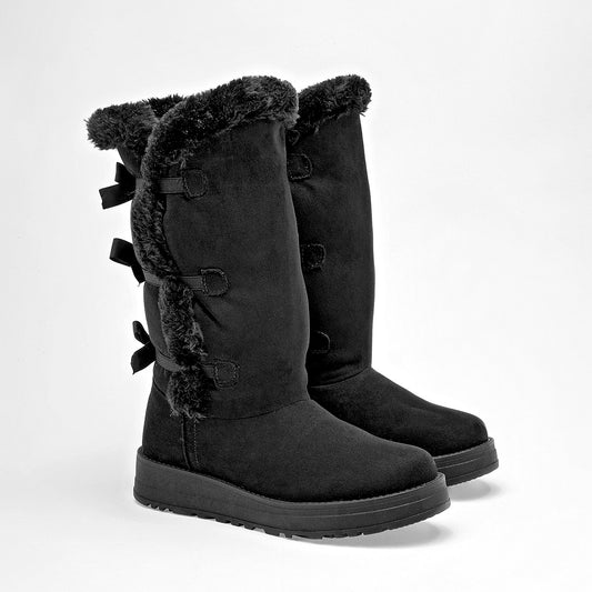 Bota Larga Nieve Rojo Cereza Para Mujer Color Negro