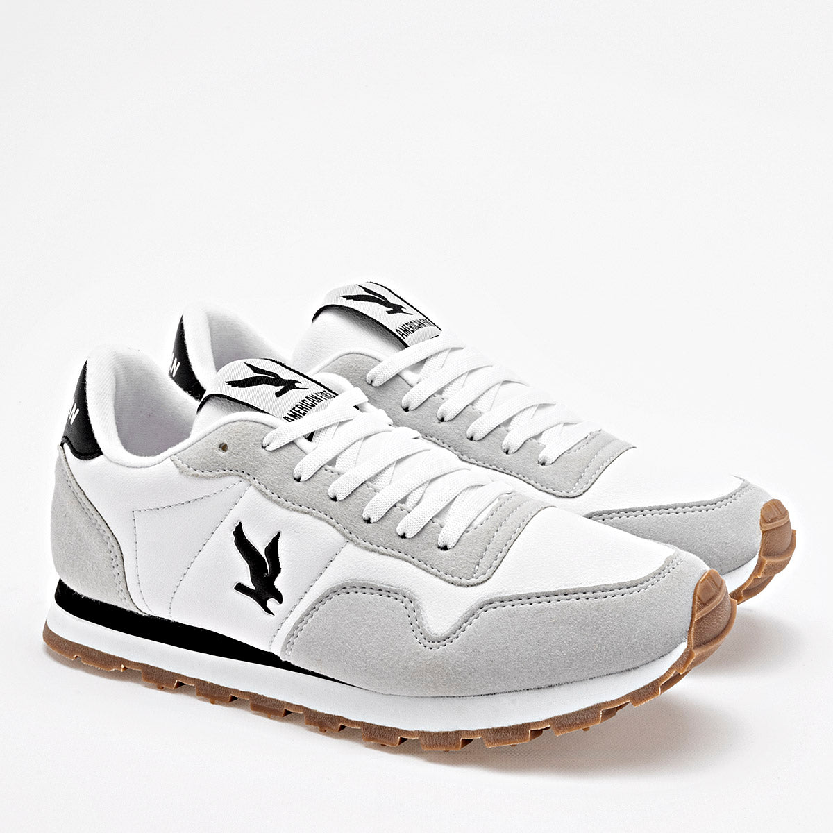 TENIS URBANO JUVENIL AMERICAN FIRE 7134 BLANCO GRIS NEGRO
