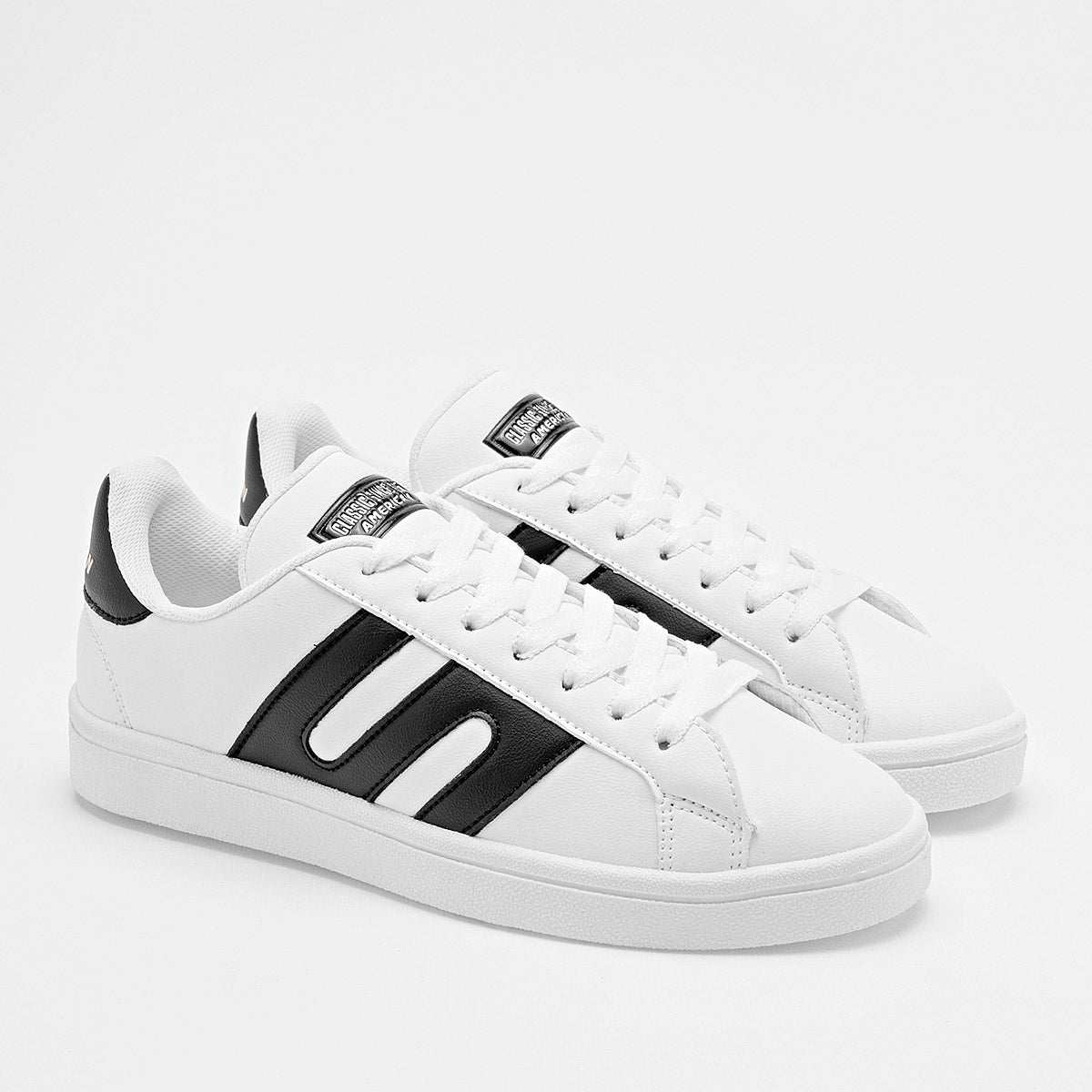 TENIS URBANO JUVENIL AMERICAN FIRE P006 BLANCO NEGRO