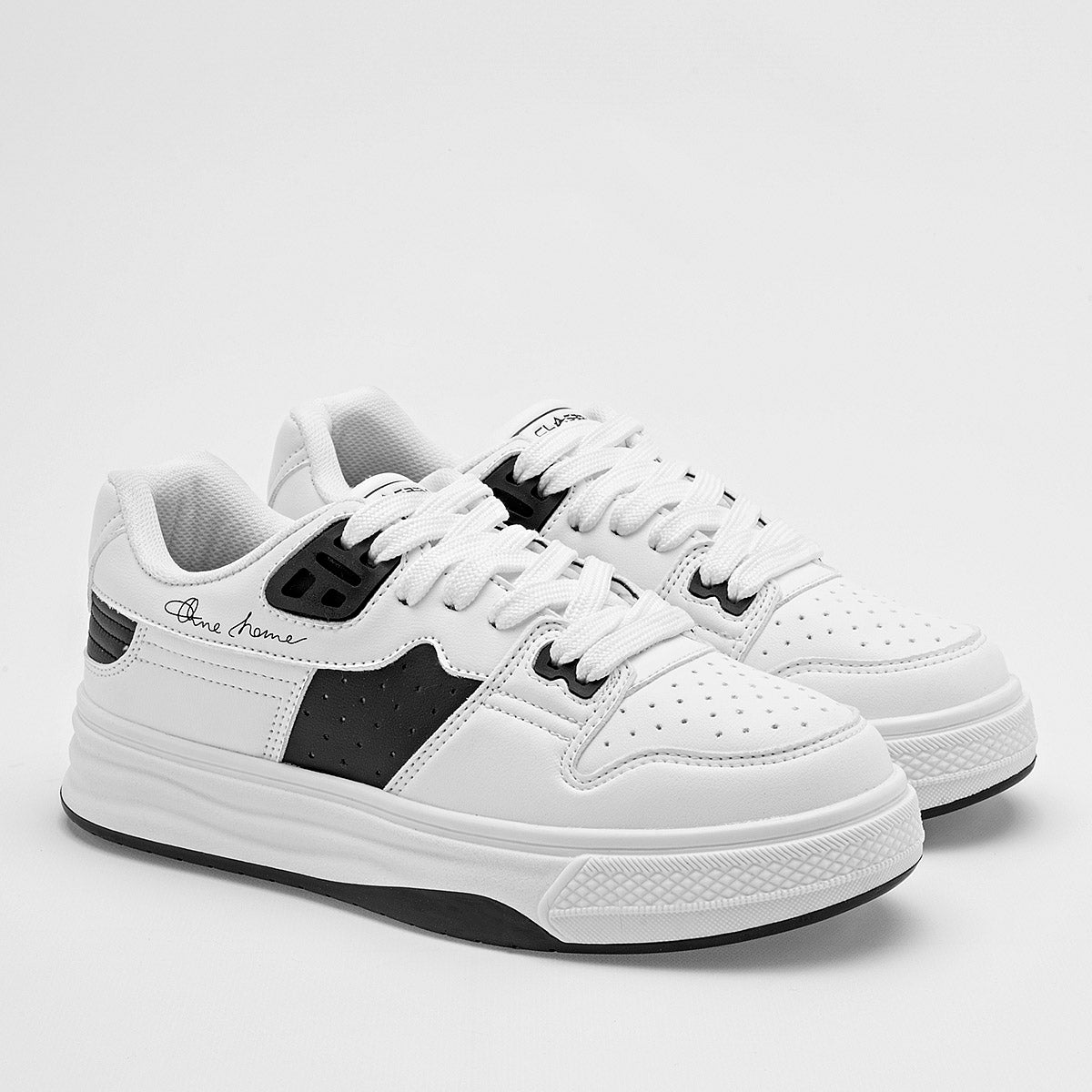 TENIS URBANO MUJER CLASBEN ESCOCIA BLANCO NEGRO