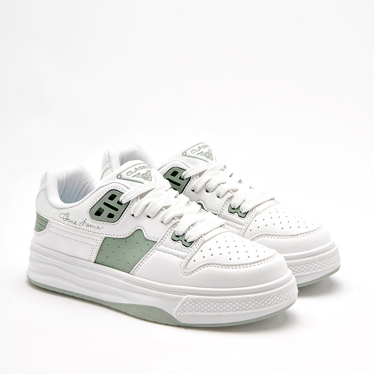 TENIS URBANO MUJER CLASBEN ESCOCIA BLANCO VERDE