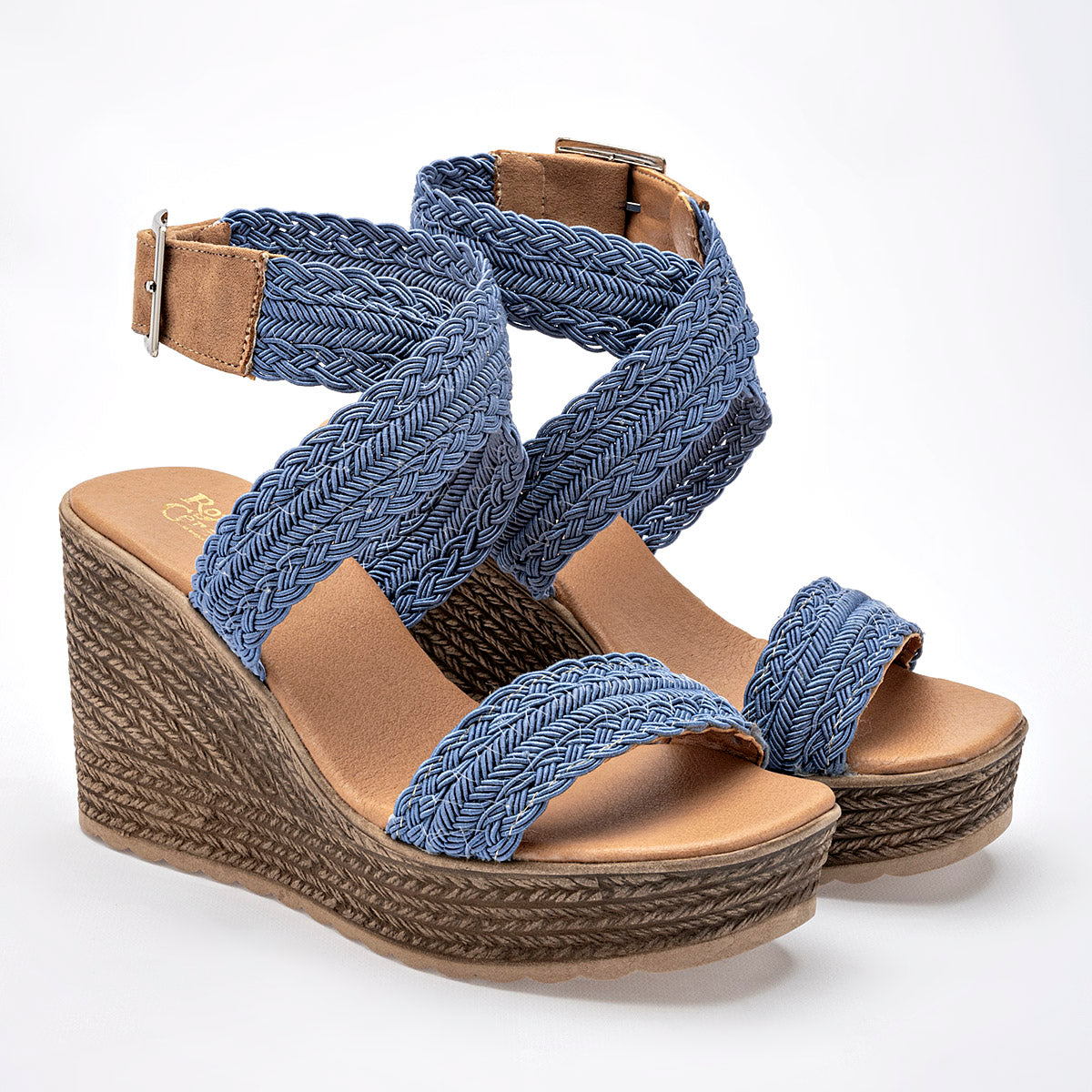 SANDALIA MUJER ROJO CEREZA 22 AZUL CAMEL