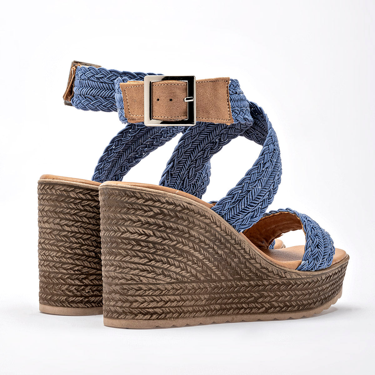 SANDALIA MUJER ROJO CEREZA 22 AZUL CAMEL