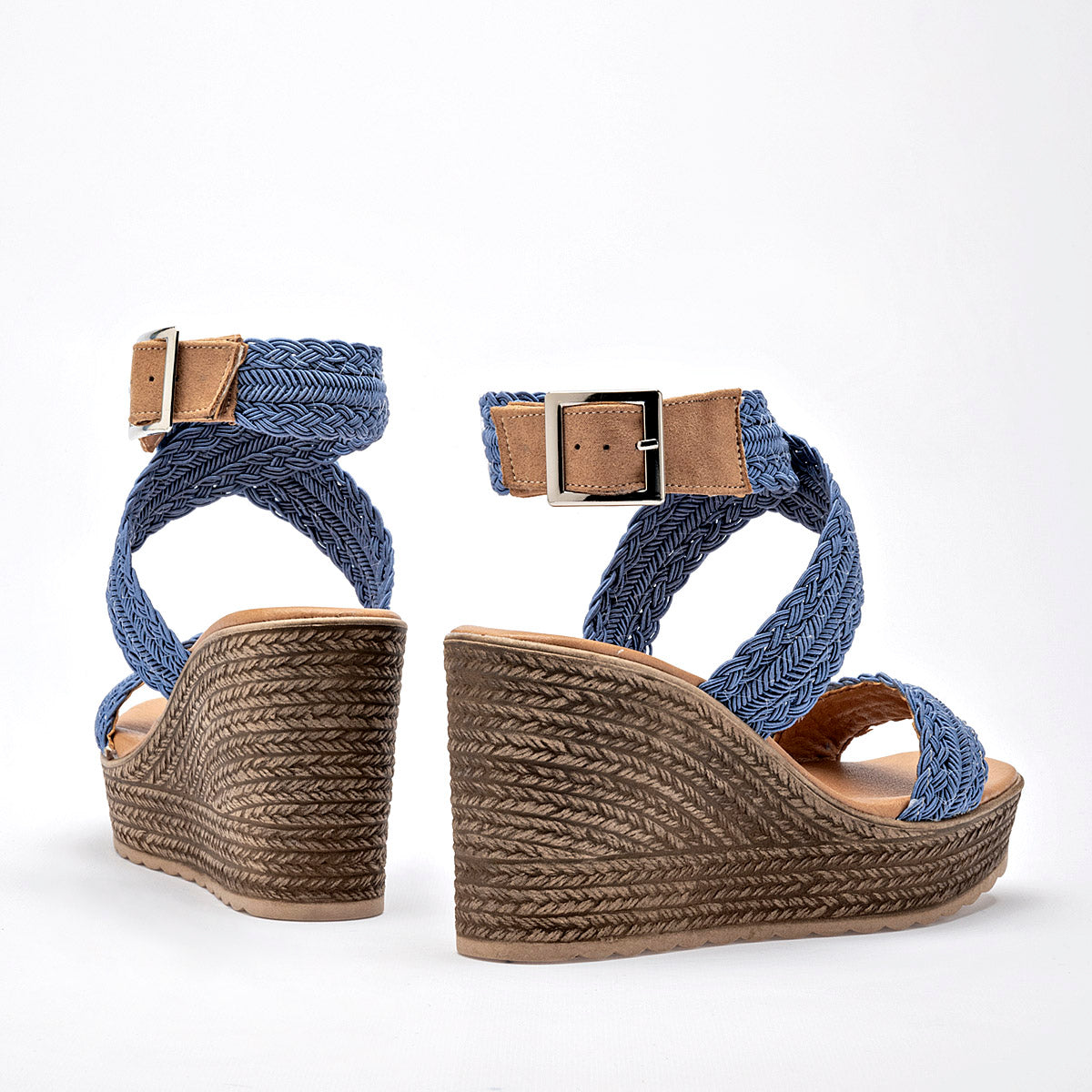 SANDALIA MUJER ROJO CEREZA 22 AZUL CAMEL