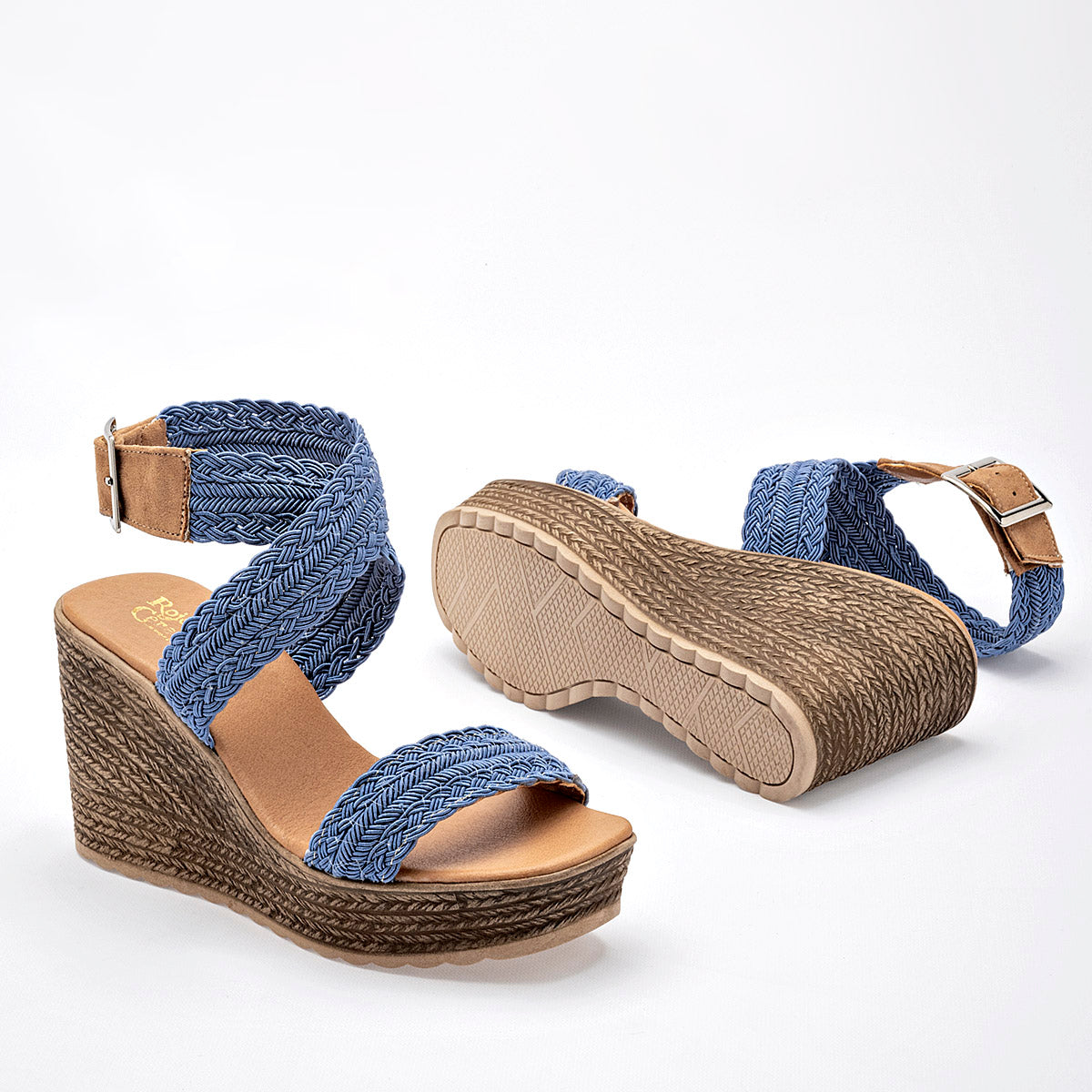 SANDALIA MUJER ROJO CEREZA 22 AZUL CAMEL