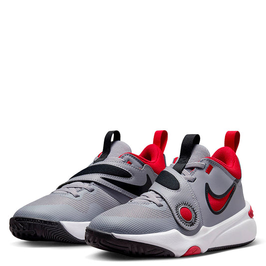 TENIS DEPORTIVO JUVENIL NIKE Team Hustle D 11 GS GRIS ROJO