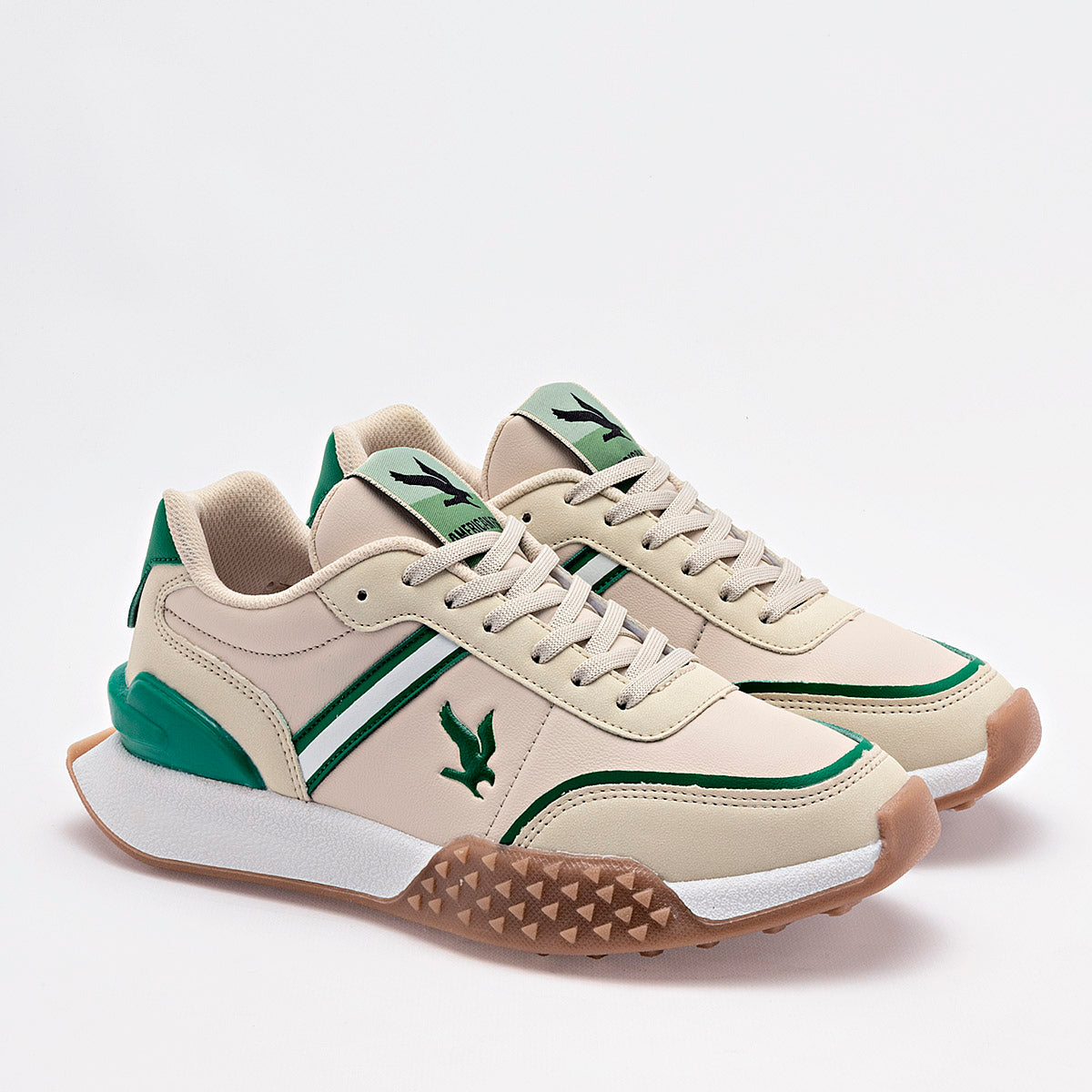 TENIS URBANO JUVENIL AMERICAN FIRE A87 BEIGE VERDE