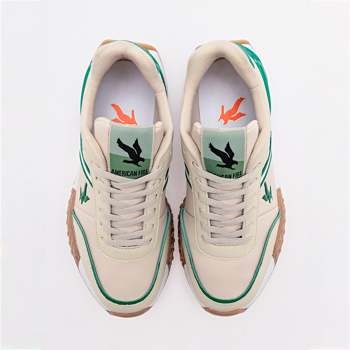 TENIS URBANO JUVENIL AMERICAN FIRE A87 BEIGE VERDE