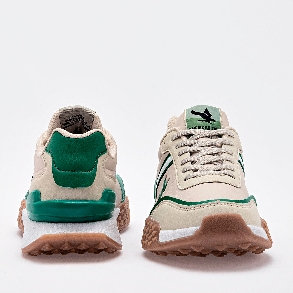 TENIS URBANO JUVENIL AMERICAN FIRE A87 BEIGE VERDE