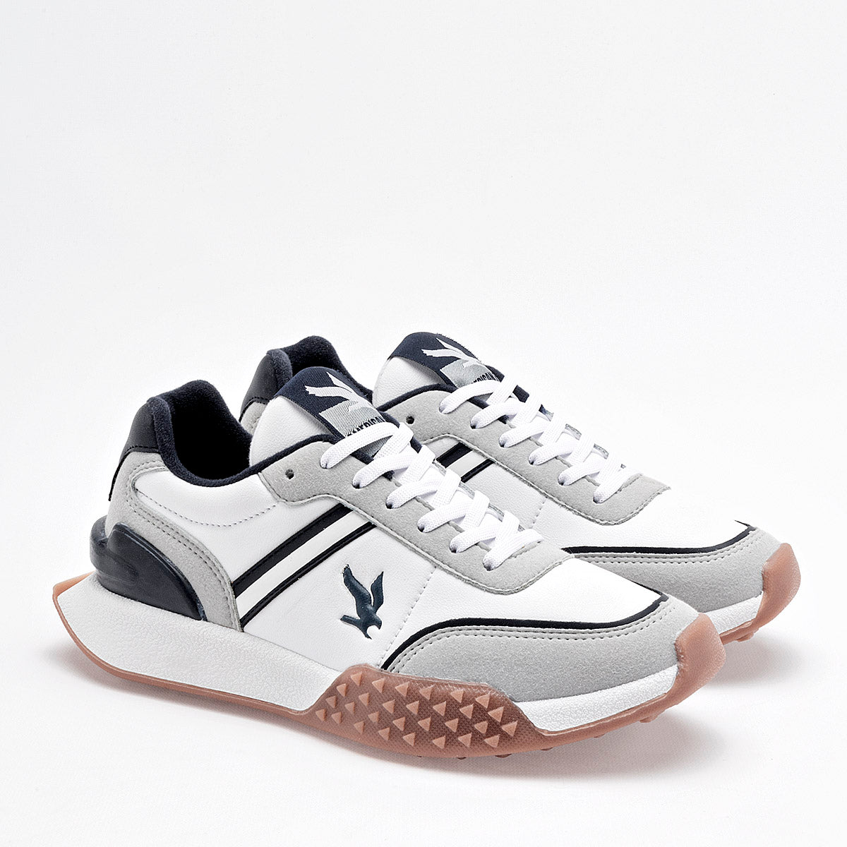 TENIS URBANO JUVENIL AMERICAN FIRE A87 BLANCO GRIS MARINO