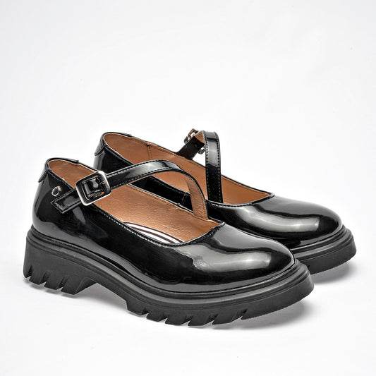 ZAPATO CASUAL NIÑA ELEFANTE 19573 NEGRO CHAROL