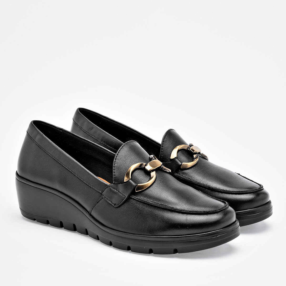 Zapato Confort Piel Flexi Mujer 104830 Negro Plataforma 4 Cm