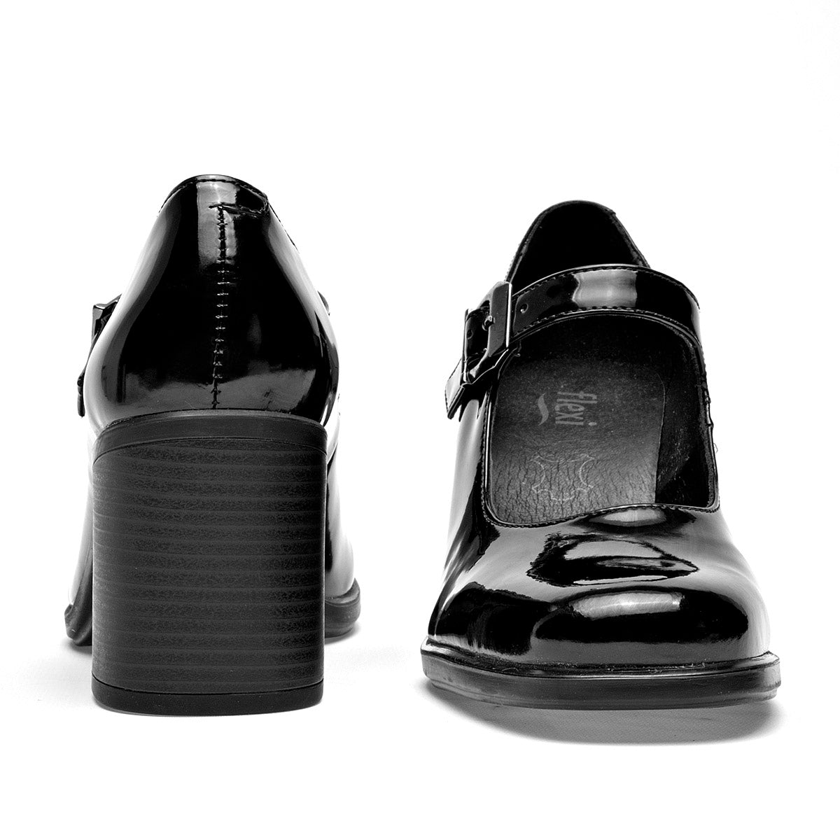 Zapato Tacon Cuadrado Flexi Mujer 137603 Negro Tacon 7 Cm