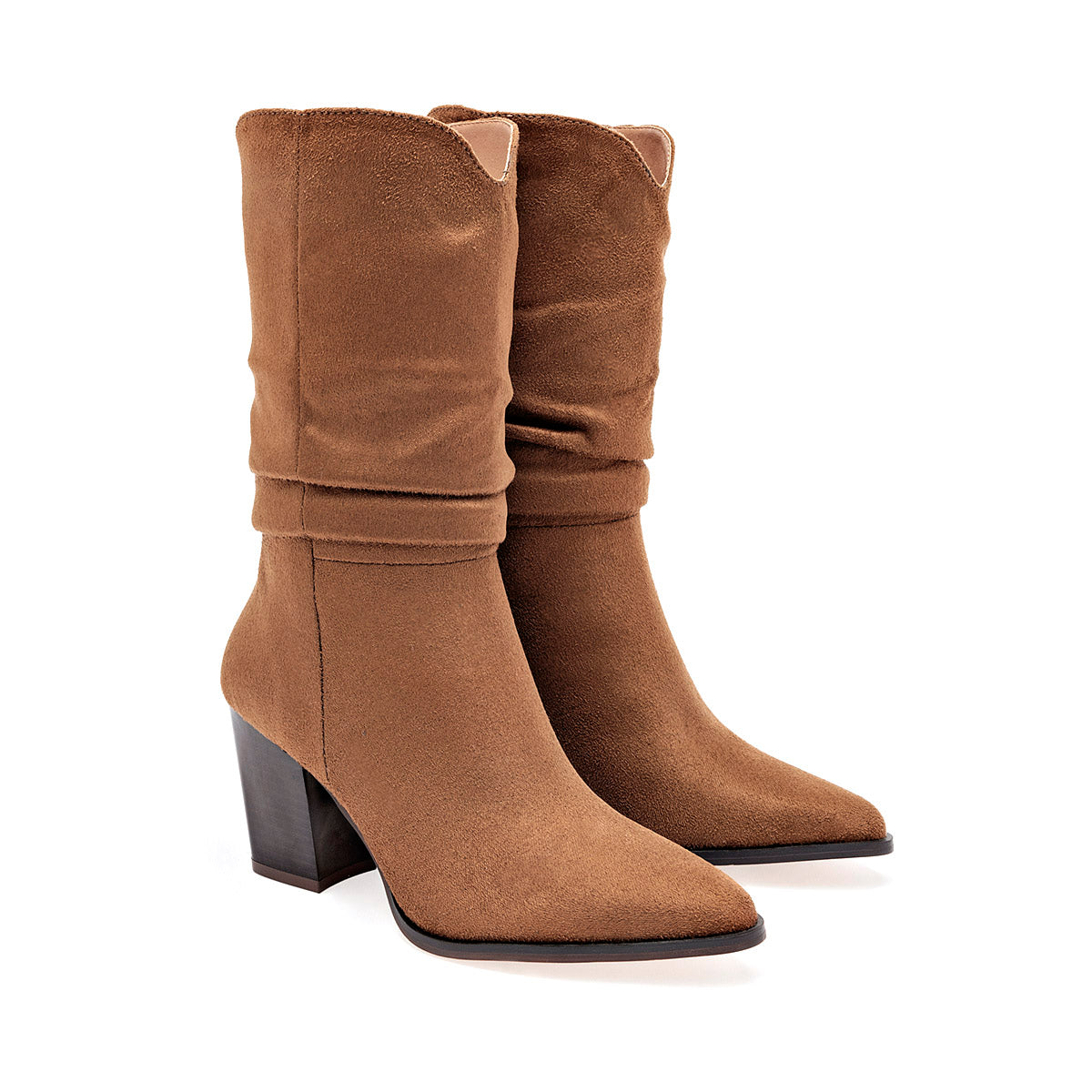 Bota Corta Clasben Para Mujer Jessy Color Cafe Tacon 8cm Tubo 25cm