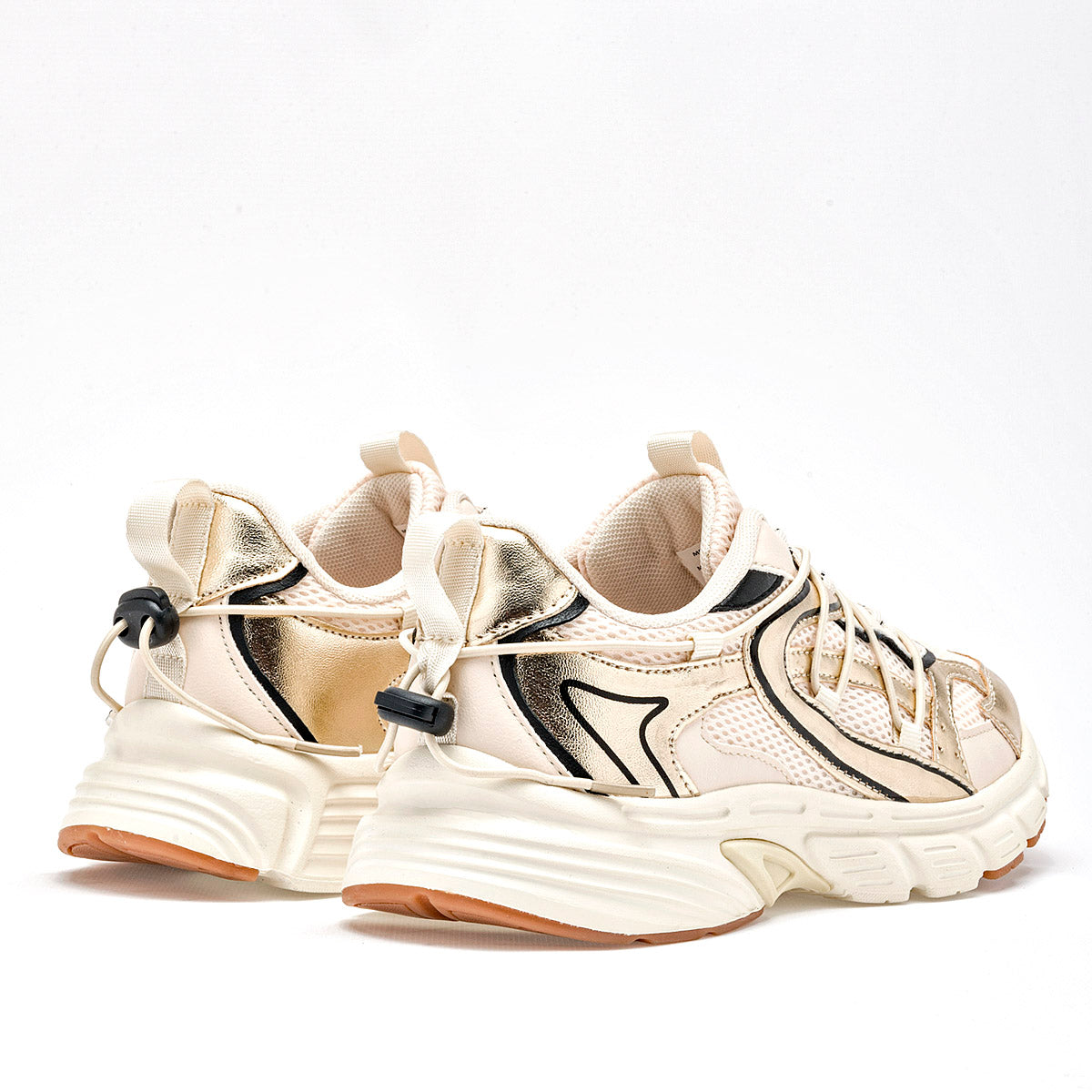 TENIS URBANO MUJER CLASBEN SANTORINI BEIGE ORO NEGRO