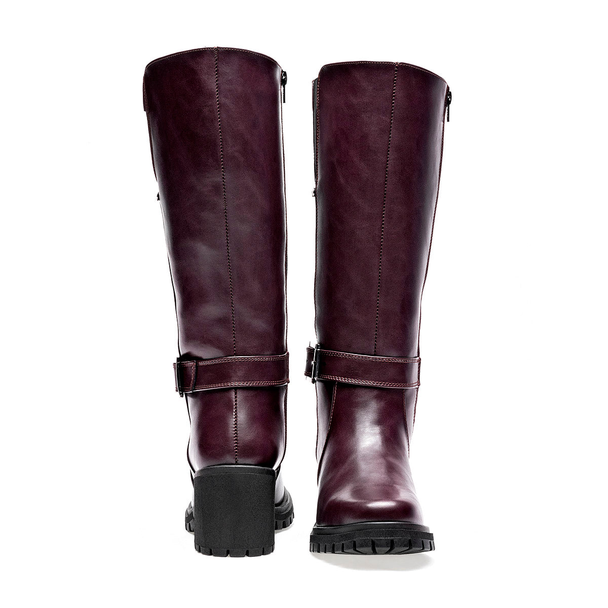 Bota Larga  Etnia Para Mujer 3805 Color Vino Tacon 7cm  Tubo 35cm