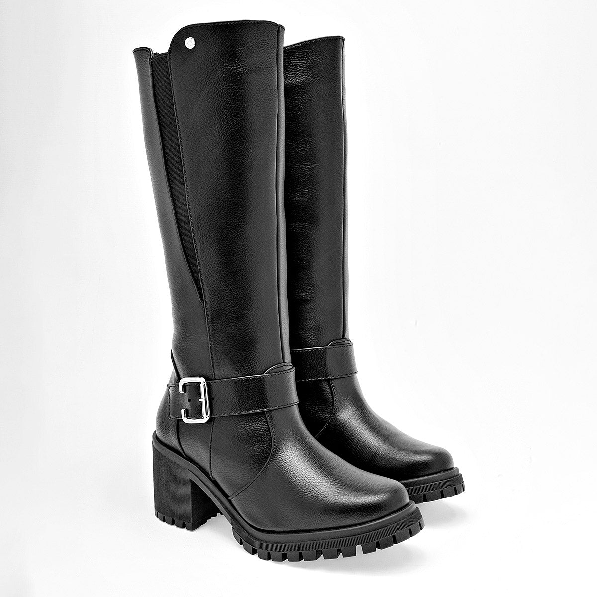 Bota Larga Etnia Para Mujer 3810 Color Negro Tacon 8cm Tubo 35cm
