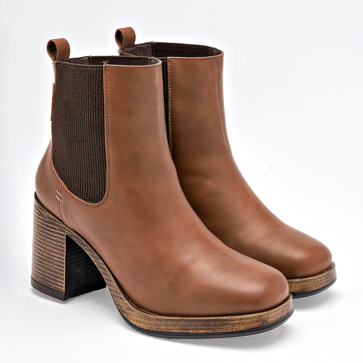 Botin Casual Gösh Mujer 3060d02 Camel Tacon 8 Cm Tubo 12 Cm