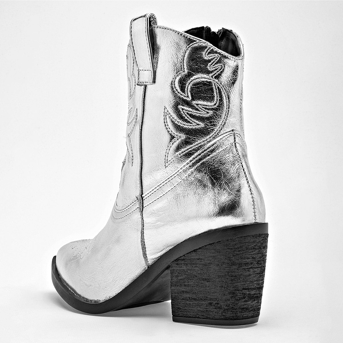 Bota Vaquera Lady One Mujer Ca7511 Plata Tacon 7 Cm