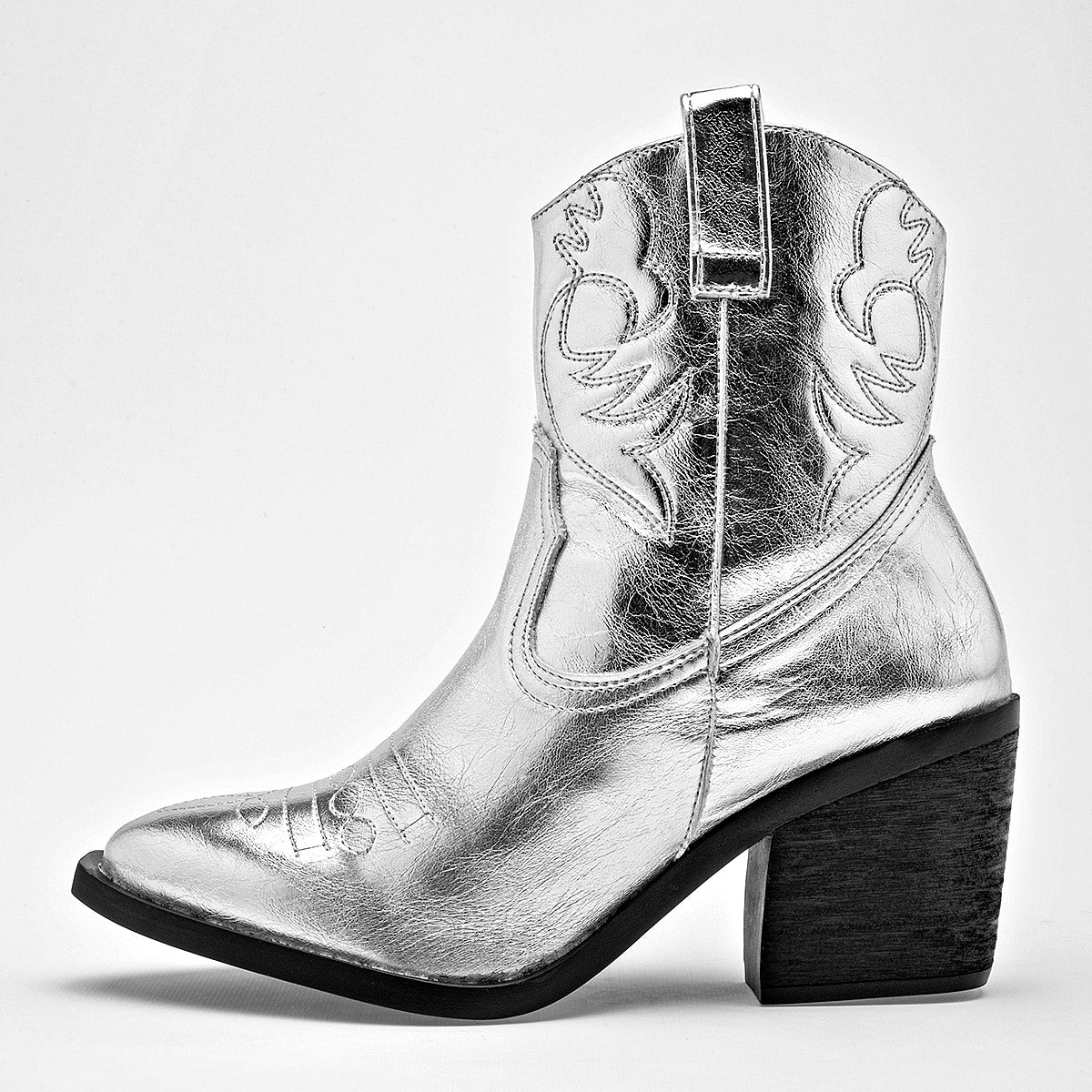 Bota Vaquera Lady One Mujer Ca7511 Plata Tacon 7 Cm