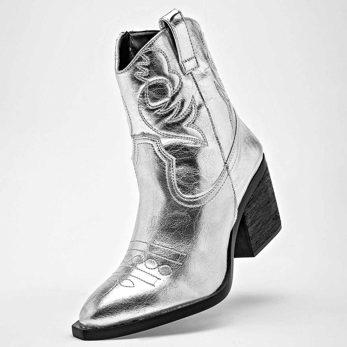 Bota Vaquera Lady One Mujer Ca7511 Plata Tacon 7 Cm