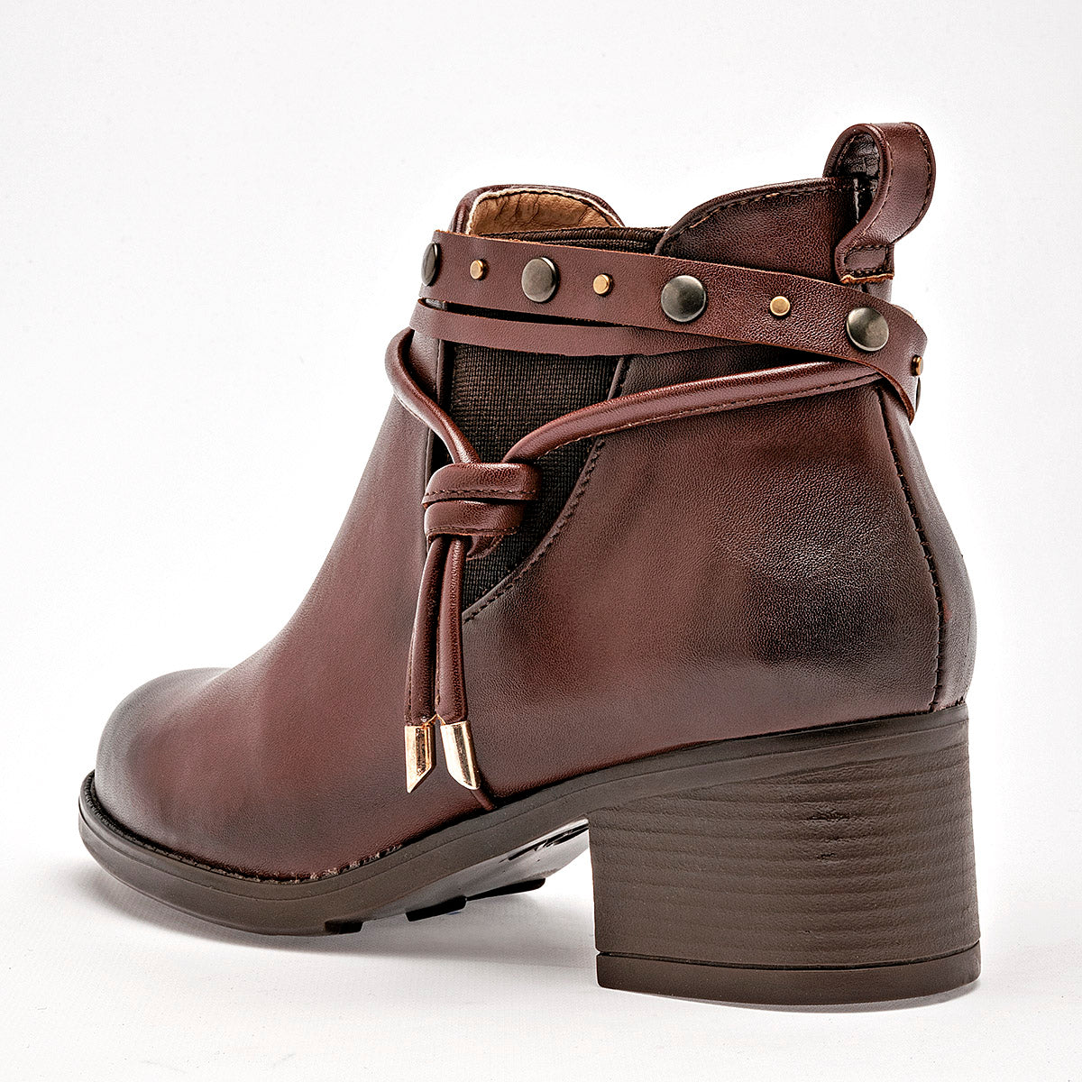 Botin Casual Lady One Mujer Fr4213 Cafe Tacon 5 Cm