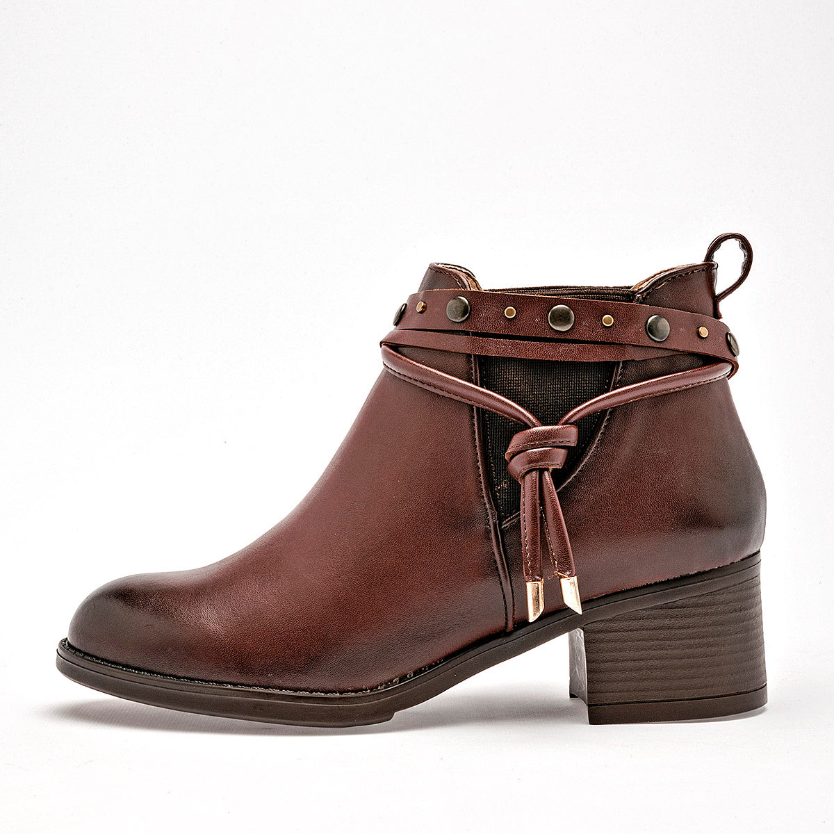 Botin Casual Lady One Mujer Fr4213 Cafe Tacon 5 Cm