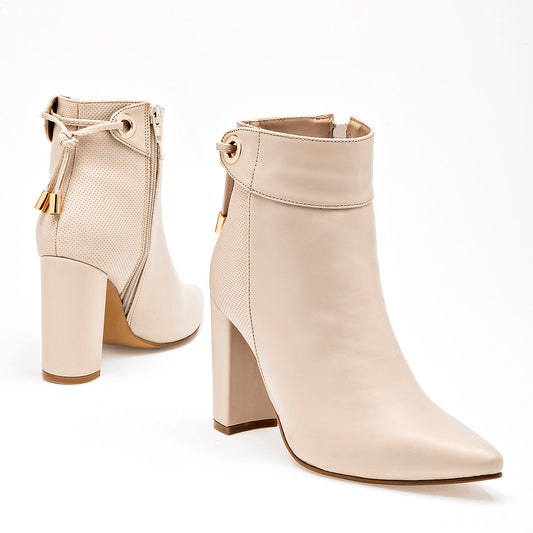 Botin Casual Moramora Mujer Irati Beige Tacon 10 Cm