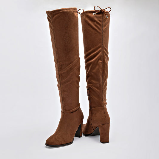 Bota Larga 5623 Para Mujer 5623 Color Camel Tacon 8cm Tubo 52cm